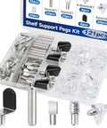 Heavy Duty 121 Piece Cabinet Shelf Support Pegs Kit featuring durable wood shelving nickel plated steel hardware in clear organizer.