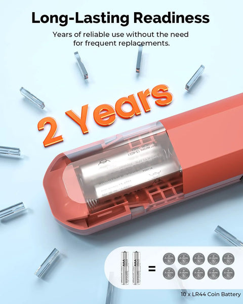 Digital tire pressure gauge, vivid orange, 2-pack with LR44 coin batteries