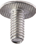 Badass Aluminum Screw Posts With Screws Half Inch Thick and Slick Drop In Bulky Pack Of Ten close-up of aluminum screw post with threaded shaft.