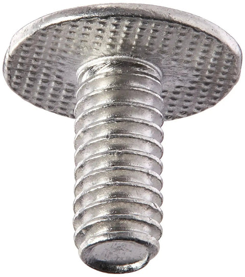 Badass Aluminum Screw Posts With Screws Half Inch Thick and Slick Drop In Bulky Pack Of Ten close-up of aluminum screw post with threaded shaft.