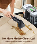 Vacuum cleaning car seat with electric spin scrubber and water tank attachment for pro-level interior cleaning