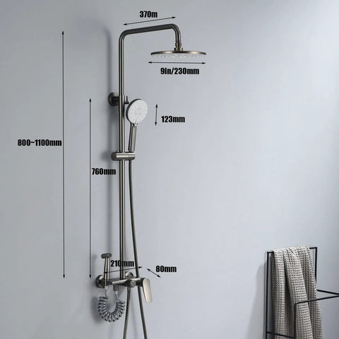 UBNMIUBV Shower System, 4 Functions Classic Shower Mixer Set, 9In/23Cm Round Shower Head with height adjustment and faucet.