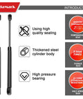 Beefy 15 Inch Gas Struts Set For Truck Caps And Camper Shells, 45 Lb Per Strut, 2 Piece Pair, Fits Leer Snugtop And ARE Topper, Lid Lift Supports For Window Canopy And Toolbox Lid, black steel gas struts