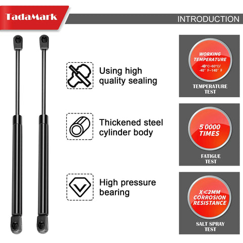 Beefy 15 Inch Gas Struts Set For Truck Caps And Camper Shells, 45 Lb Per Strut, 2 Piece Pair, Fits Leer Snugtop And ARE Topper, Lid Lift Supports For Window Canopy And Toolbox Lid, black steel gas struts
