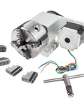 K12 130mm CNC 4th Axis for Router Table Rotary Milling Machine with 30mm through hole, 4 jaw chuck, Nema 34 stepper motor