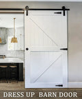 Built Tough Heavy Duty Matte Black Barn Door Pull Handle Solid Zinc Alloy Ring Knob on a white barn door in a modern kitchen.