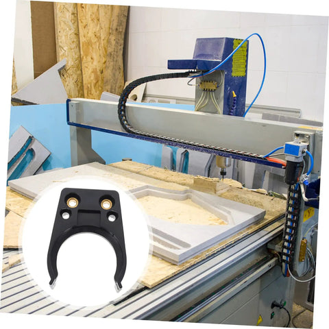 Tool Holder Clamp For Woodworking Engraving Machines Automatic Change System With Strong Clamping Force Heavy Duty Durable Aluminum Body Easy Quick Change Clip For Precise Engraving Projects black clamp on CNC wood engraving machine