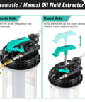 2.5 Gallon Oil Extractor Pump For Cars And Boats - Manual And Automatic Vacuum Extraction system showing pneumatic and manual modes