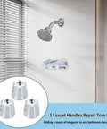 3 Handle Tub And Shower Trim Kit For Price Pfister Verve Faucets Upgrade Your Bath With Stems 12H-2H 12H-2C 12H-18D Plus Knob Handle And Flange Base In Chrome displayed on bathroom wall