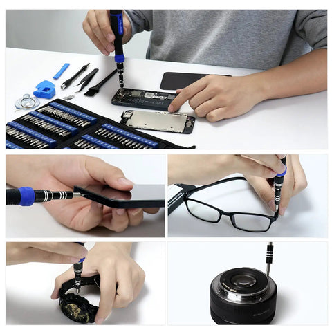 190 In 1 Precision Screwdriver Set With 164 Magnetic Bits And 22 Practical Accessories for electronics repair shown in action