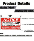 2 Pack 10x7 Inch Reflective Aluminum Video Surveillance Sign Keep Intruders Away, Weatherproof And UV Protected, Waterproof Deterrent For Homes And Businesses, 24 Hour Security Reminder, High Visibility Industrial Grade Sign, red notice sign with 4 holes
