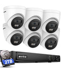 4K PoE Security Camera System All In One With 8 Channel NVR, 6 Outdoor 8MP Turret Cams, 2TB HDD, AI Human And Vehicle Detection