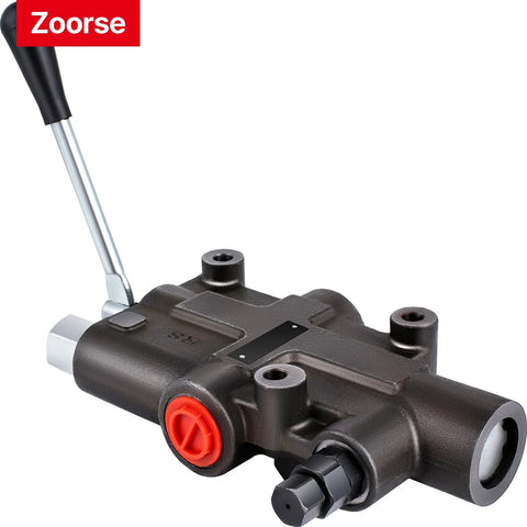Compact hydraulic control valve for tractors with lever handle for precise hydraulic system management.