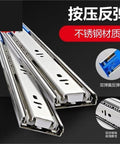 Beefed-Up Heavy Duty Stainless Steel Drawer Slides Set Of 2 Three-Section Press Rebound Buffer Rails 12 Inch (30 Cm) Long
