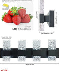 Black 4 Light Crystal Bathroom Vanity Light Over Mirror LED Wall Fixture dimensions and crystal details