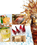 Cocktails, ice-filled drinks, and fresh fish displayed alongside Portable Countertop Ice Maker Machine Whips Up 33 Pounds Daily With Lightning Fast Seven Minute Cubes Slick Stainless Build Is A Total Game Changer For Garage Hangouts.