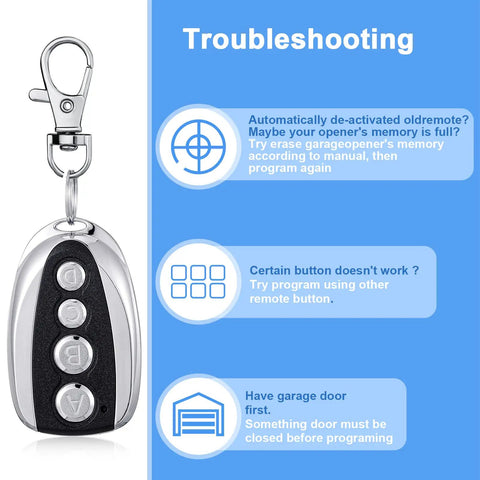 12 Pack Dope Universal Gate Remote Control 433.92 MHz Opener Duplicator Key Fob Kit For Garage Doors with troubleshooting guide