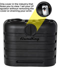 Front view of Dual 30Lb LP Propane Tank Cover For RVs And Travel Trailers Heavy Duty Black Plastic With Side Regulator Access Port