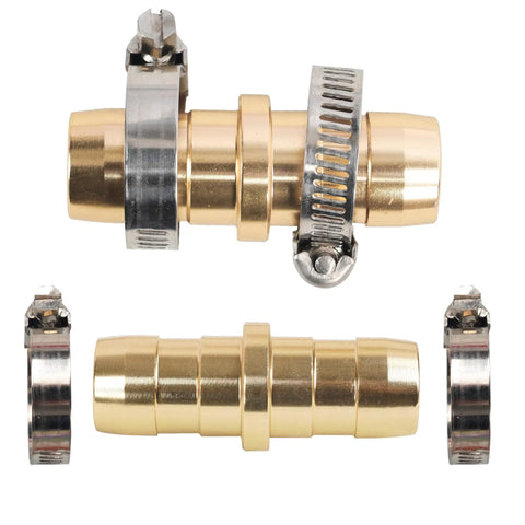 4 Pack Garden Hose Repair Kit With Stainless Clamps Fits 3/4 To 5/8 Inch Hoses Heavy Duty Aluminum Connectors displayed