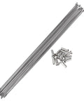 12 Pack 14G Bicycle Spokes 265mm 304 Stainless Steel Silver Tone With Copper Nipples arranged on white background