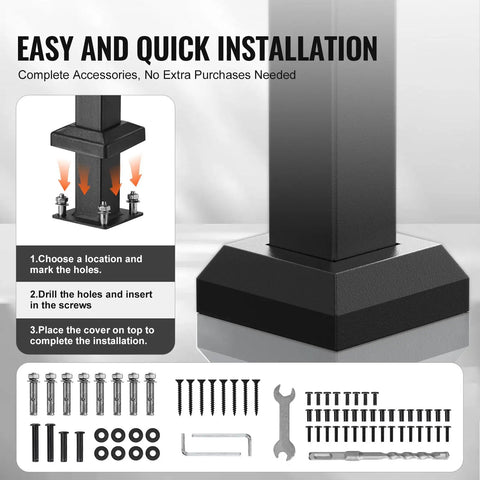 Easy assembly instructions for Tough As Nails Outdoor Stair Handrail Kit with rust proof iron railings and complete accessories.