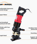 Beefy 22 Ton Electric Hydraulic Hole Puncher With 1400W Copper Motor, ergonomic handle, five die set, metal puncher