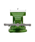 Heavy Hitter 4 Inch Bench Vise With 360 Degree Swivel Base And No Nonsense Clamping Power For Home Shop Woodworking And Auto Builds Built Different With Straight Up Mounting, green cast iron design, top view