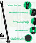 Security Bar And Sliding Glass Door Lock Adjustable Door Jammer With Interchangeable Caps And Rubber Tips Lightweight Portable Two Pack For Apartment Home And Travel Protection Black shown with features.