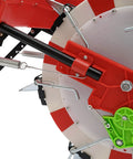 Close-up of a Hands On Manual Seed Planter Hand Push Seeder with Seven Ports mechanism.