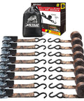 Heavy Duty 900 Lb Break Strength 8 Pack 10ft Ratchet Straps with Easy Release Coated Handles for Motorcycles, ATVs, Scooters