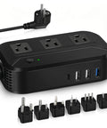 2300W Travel Voltage Converter With 220V To 110V Step Down 3 USB Ports 1 Type C And 3 AC Outlets Universal Worldwide Power Adapter