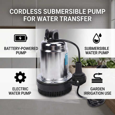 Badass Cordless Submersible Sump Pump With Supercharger 24000mAh Battery Dropping 1003 GPH Of Water Fast For Any Flooding Emergency Zero Cords Needed Huge Backup Pump Straight Up Portable For House Sump Pits US Plug - cordless submersible pump with battery for water transfer.