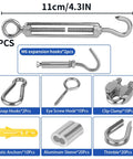 One Eighth Inch Wire Rope Kit With 200 Feet Vinyl Coated Stainless Steel Cable Heavy Duty Turnbuckles Clamps Hooks Thimbles And Tools