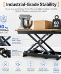 Heavy Duty Electric Scissor Lift Table With 60kg Load Capacity And Adjustable Height Of 7.1 To 26.7 Inches Featuring Wired Control Panel with Kitchen Mixer.