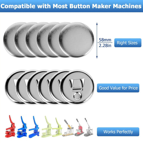 50 Sets 2.25 Inch Bottle Opener Button Badges With Magnetic Backing 58mm metal blanks, compatible with button maker machines
