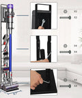 Heavy Duty Vacuum Stand With Wheels For Dyson V15 V12 V11 V10 V9 V8 V7 V6 Cordless Cleaners, Metal Base Bracket Holder