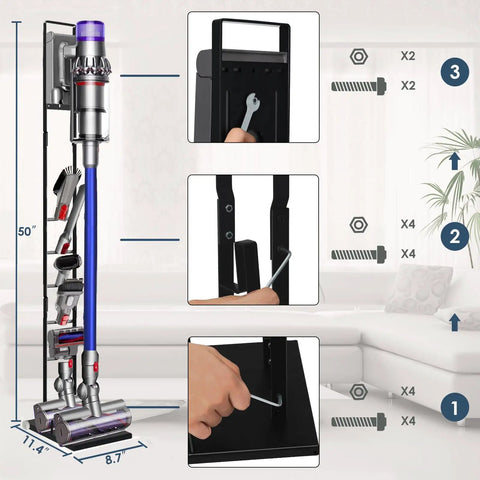 Heavy Duty Vacuum Stand With Wheels For Dyson V15 V12 V11 V10 V9 V8 V7 V6 Cordless Cleaners, Metal Base Bracket Holder