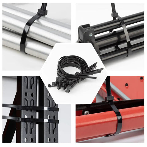 16 Inch Black Heavy Duty Zip Ties 100 Pack 200 Lbs Ultra Strong Plastic Cable Ties securing pipes and structures