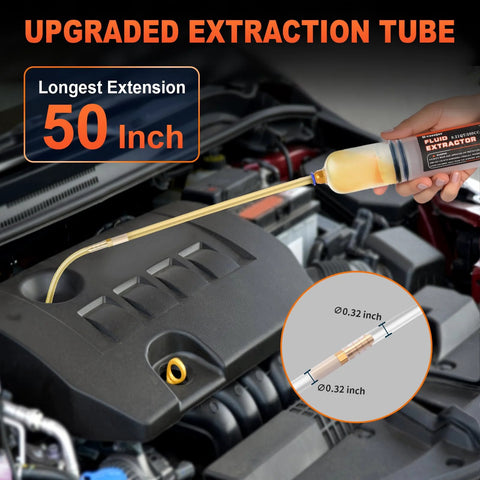 H-veenjor 200cc automotive oil extractor syringe with 50-inch hose for manual oil change