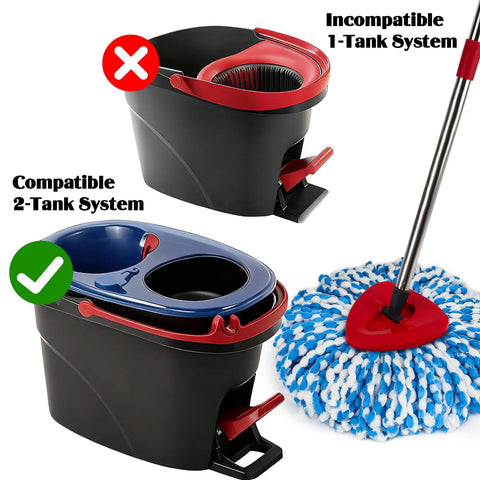 All-In-One Spin Mop Replacement Kit for RinseClean 2-Tank System With 16 Microfiber Refills, Scrubber Head, Triangle Base and Adjustable 31-63in Handle Built for EasyWring RinseClean Compatibility; compatible 2-tank mop bucket and microfiber head