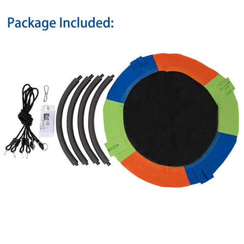 40 Inch Kids Saucer Tree Swing Set With 600D Heavy Duty Oxford Fabric Platform Seat, Steel Frame And Carabiner Support, Supports Up To 550 Lb, Backyard Outdoor Play Equipment For Trees package included