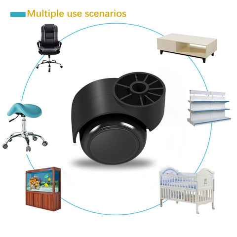 2 Inch Black Silent Chair Wheel Replacement Set, Stemless Casters For Office Furniture, Quiet Glide, No Squeak, 5 Pack, Fits Standard 11mm
