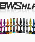 Ultra Lightweight Tubeless Presta Valve Stem Kit For Bikes With 40/44/55/60/65/80/100mm Lengths, anodized aluminum in various colors