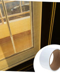 Window Screen Repair Tape Kit Self Adhesive Patch For Quick Fixes And Easy Installation Strong Adhesion For Windows And Doors Tents And More Reusable Glass Fiber Patch applied on window screen with roll shown