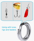 250 Piece Stainless Steel Fishing Split Rings Assortment Kit, Double Flat Wire Snap Ring Lure Tackle Connectors with lures, sizes 9 to 5