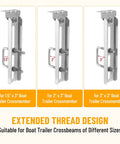 Badass 12 Inch Boat Trailer Bunk Brackets Four Pack showing adjustable threaded design for various boat trailer crossmember sizes.