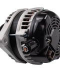 Direct Fit Premium Alternator With Plug And Play Install And Sweet Electrical Output OEM Replacement 11775 view of alternator with silver and black casing
