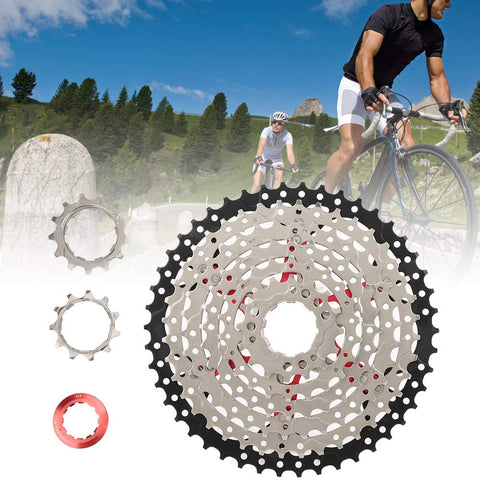 8 Speed 46T Hollow Mountain Bike Cassette Freewheel Kickass Upgrade for Smooth Shifting and Lighter Ride displayed outdoors