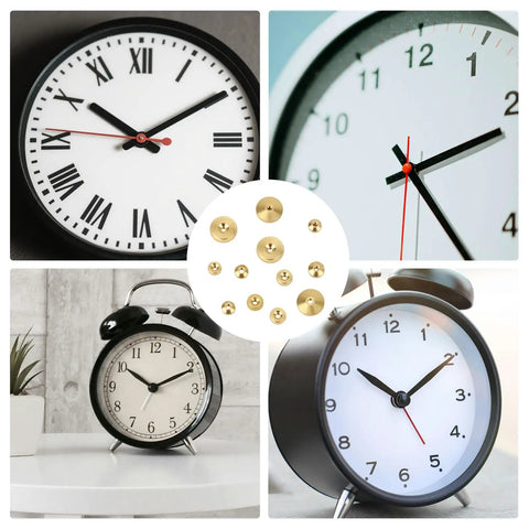 12 Piece Brass Clock Hand Nut Set With Three Sizes 5mm 6mm And 10mm For Grandfather Wall And Mantel Clocks Replacement Kit overlay on clocks
