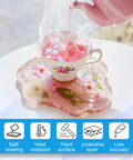 Crystal Clear Epoxy Resin Kit 1 Gallon Self Leveling For Coating And Casting High Gloss Bubbles Free Resin And Hardener demonstrated with a floral coaster under a teacup.